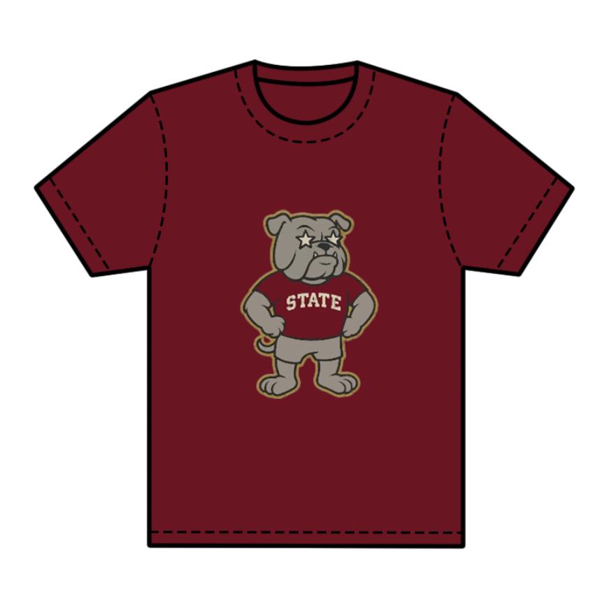 preorder(moq 5) Baby Boys Dark Red Short Sleeves Bulldogs State Team Tee Shirts Tops