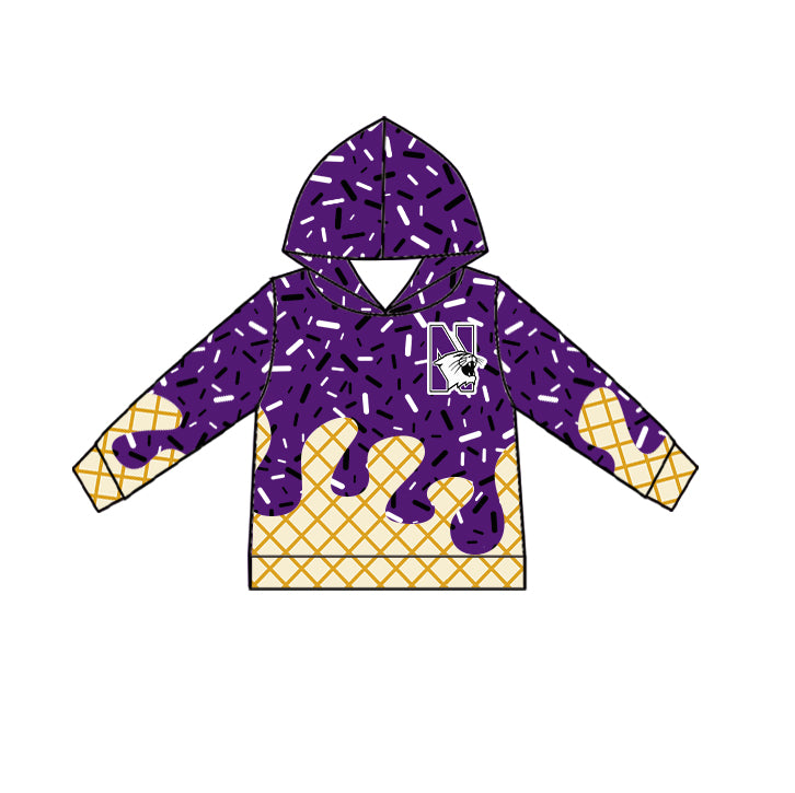 Preorder (moq 5)Baby Boys Purple N Long Sleeves Drip Team Hoodies Top