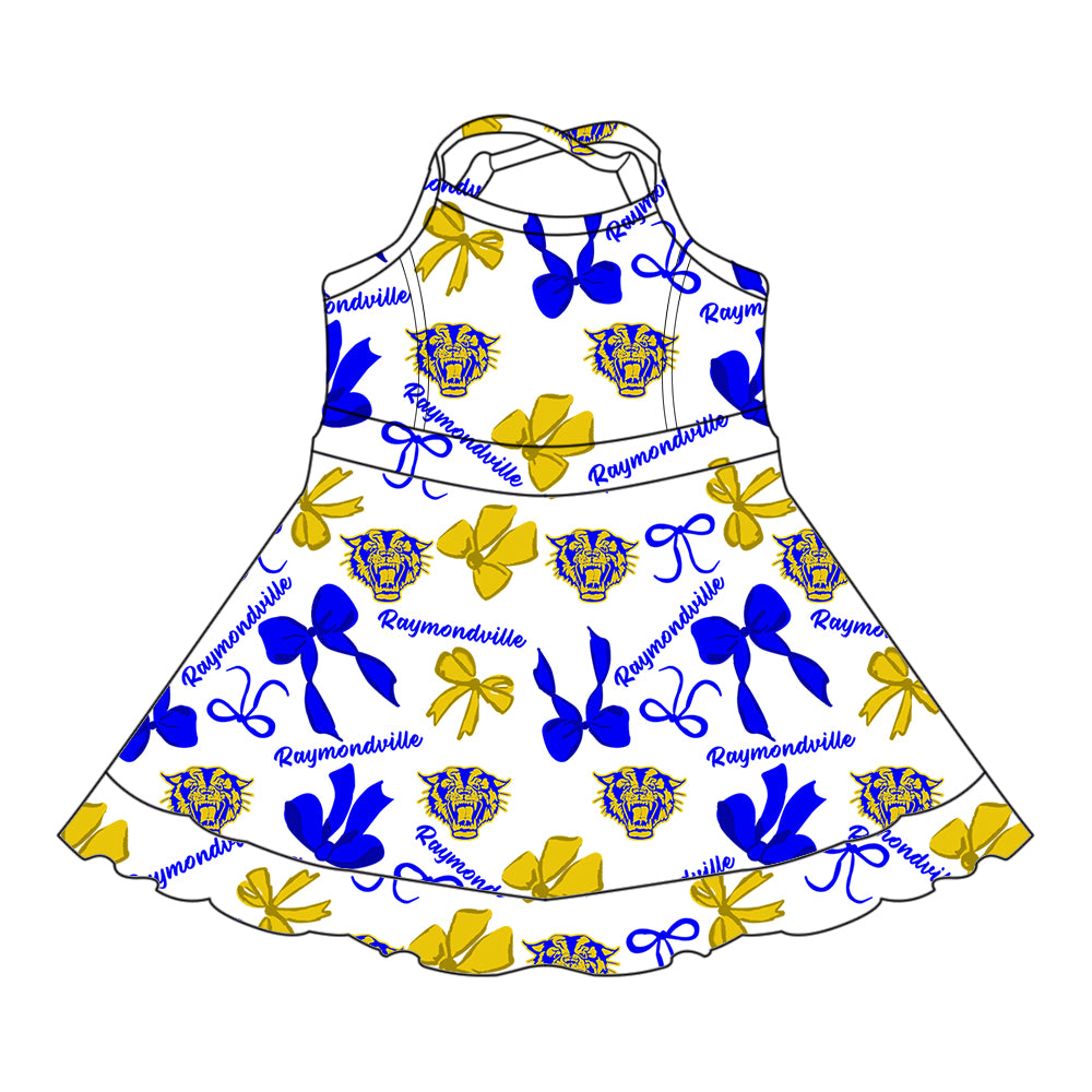 Preorder (moq 5)Baby Girls Strap Raymondville Bows Plaid Shorts Ruffle Team Knee Length Dresses