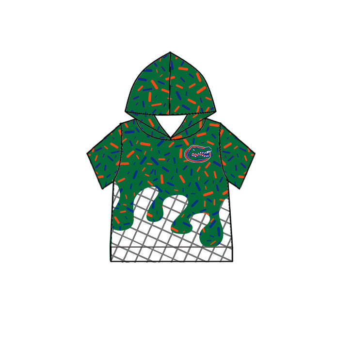 Preorder (moq 5)Baby Boys Short Sleeve Green Sprinkles Florida Gators Team Hoodies Top