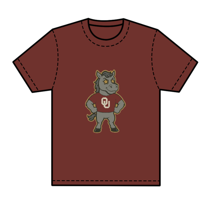 preorder(moq 5) Baby Boys Dark Red Short Sleeves Horses OU Team Tee Shirts Tops
