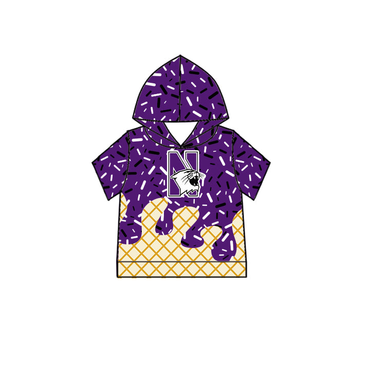 Preorder (moq 5)Baby Boys Purple N Short Sleeves Drip Team Hoodies Top