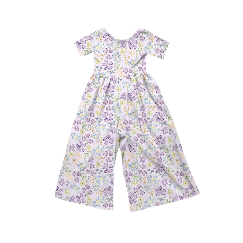Preorder (moq 5)Baby Girls Short Sleeve Colorful Flowers Jumpsuits