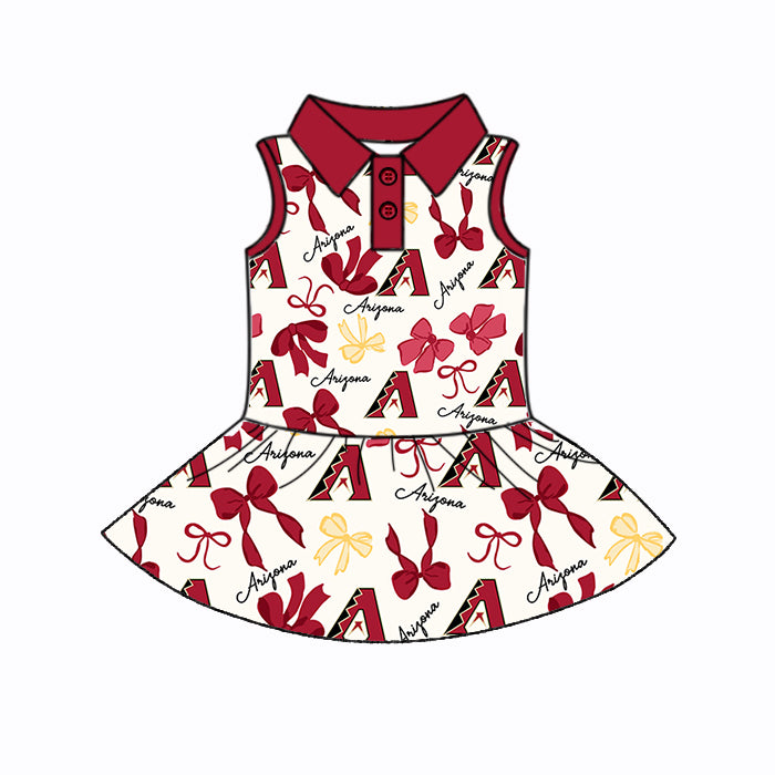 Preorder (moq 5)Baby Girls Red Sleeveless Bows Plaid A Button Team Knee Length Dresses