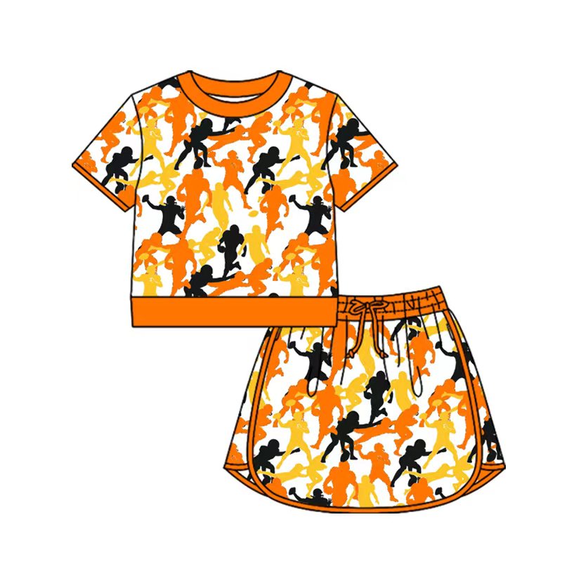 Preorder (moq 5)Baby Girls Colorful Athletes Footballs Top Skirt Shorts Team Clothes Sets