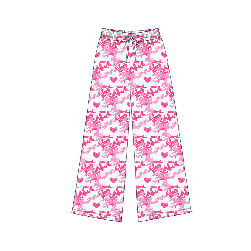 Preorder (moq5) Baby Girls Pink Camo Hearts Valentines Flare Pants Bottom