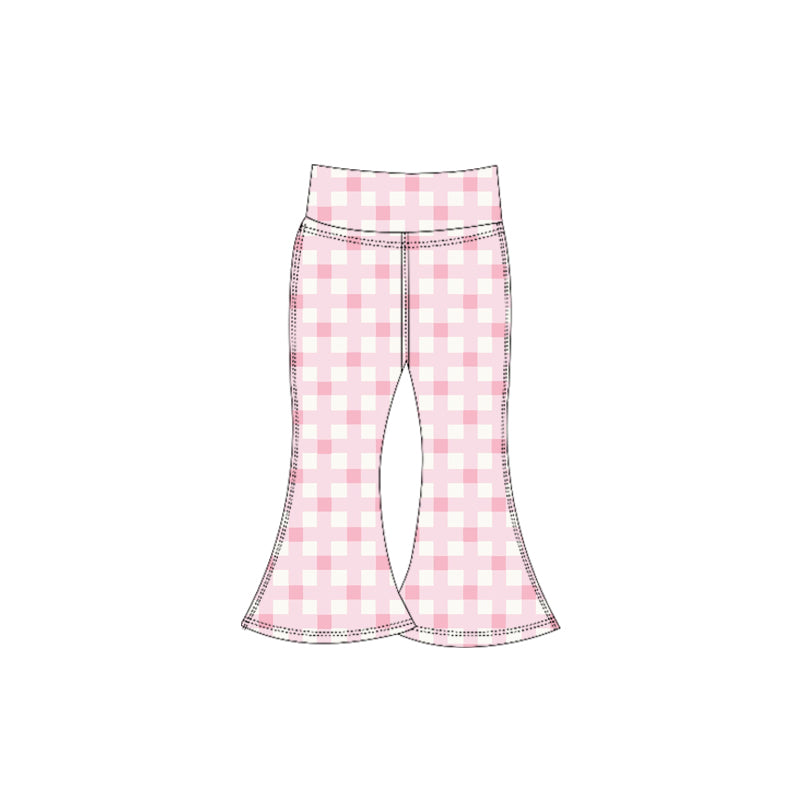 Preorder (moq 5)Baby Girls Pink Plaid Bell Bottom Pants