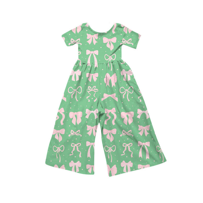 Preorder(moq 8)Baby Girls Pink Bows Polka Dots Jumpsuits