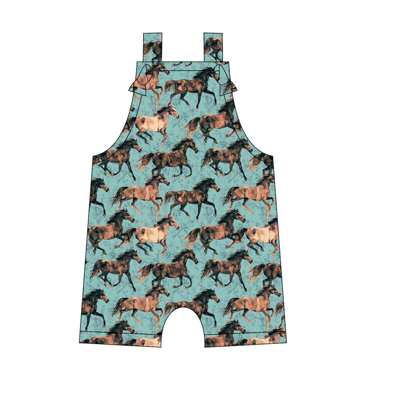 Preorder moq 5 Baby Boys Straps Horse Rodeo Rompers