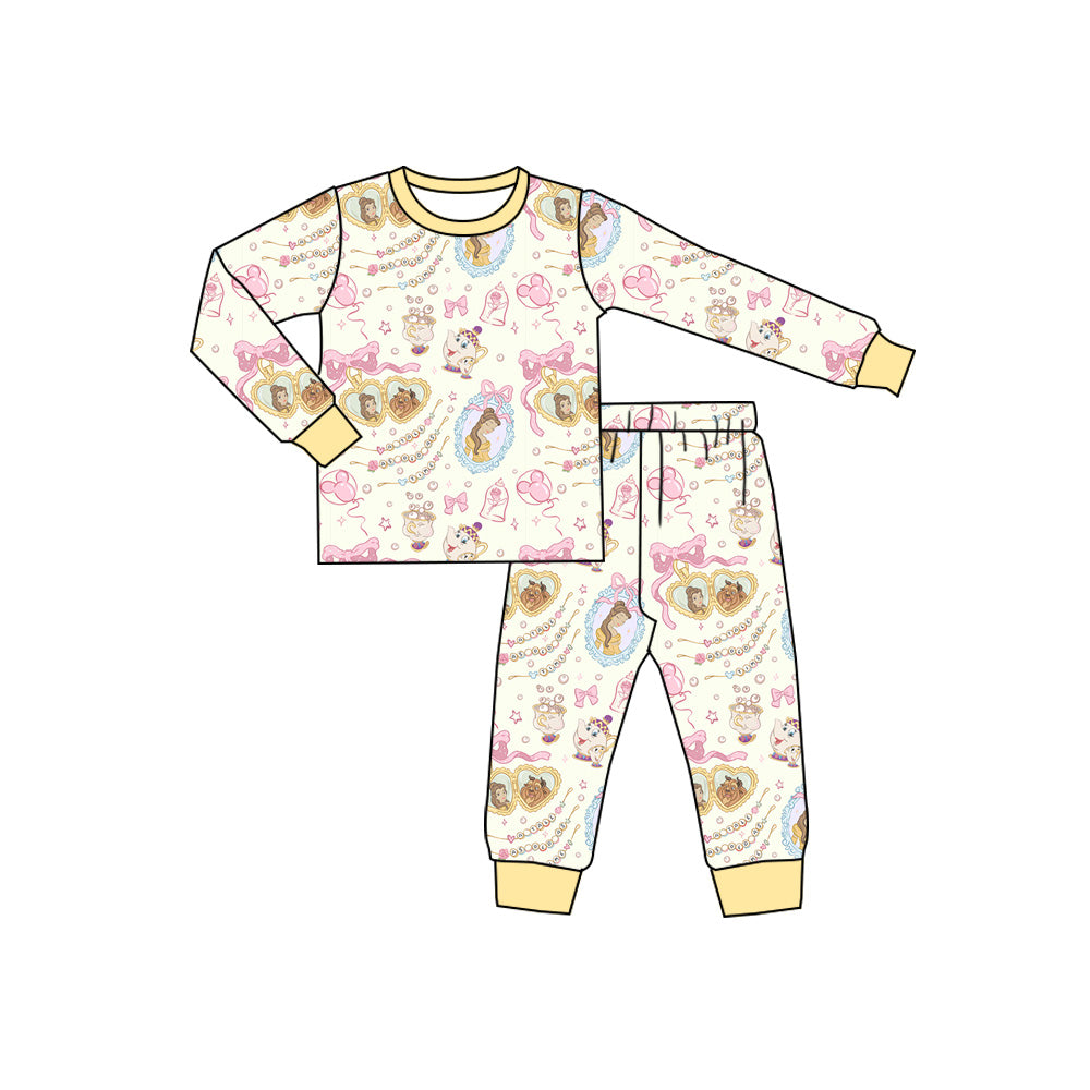Preorder(moq 5) Baby Girls Cartoon Princess Top Pants Pajamas Sets