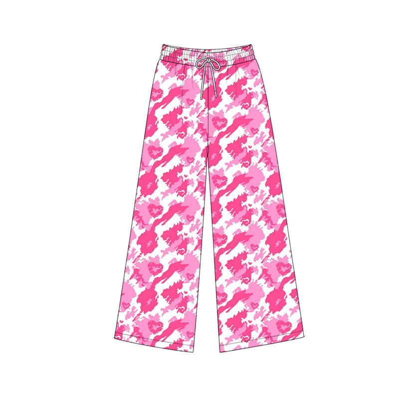 Preorder (moq5) Baby Girls Pink Camo Hearts Valentines Flare Pants Bottom