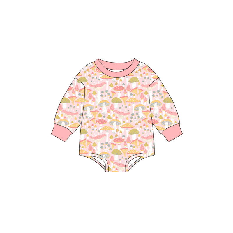 Preorder (moq 5)Baby Girls Long Sleeve Flowers Mushrooms Rompers