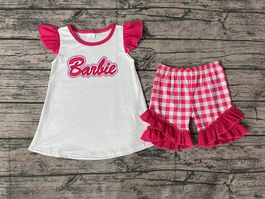 Baby Girls Doll Flutter Sleeve Tunic Ruffle Shorts Clothes Sets