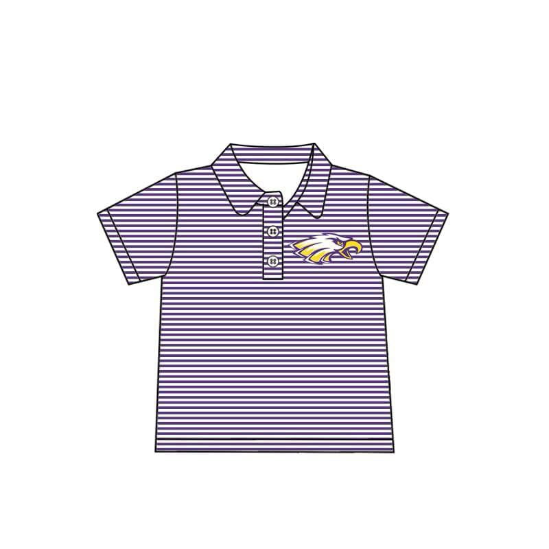 Preorder(moq 5) Baby Boys Purple Eagle Short Sleeve Tee Pullovers Shirts Tops