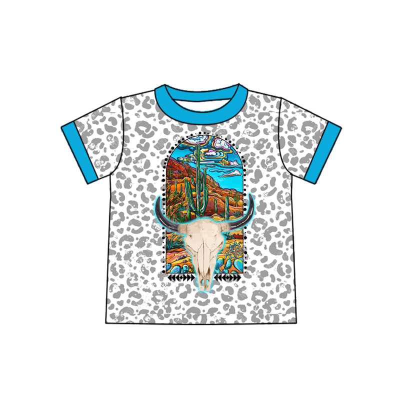 Preorder (moq 5)Baby Kids Western Leopard Cactus Cow Tee Shirts Tops