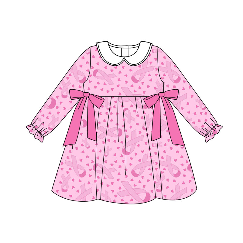 Preorder (moq 5)Baby Girls Wear Pink In Oct Bows Knee Length Dresses