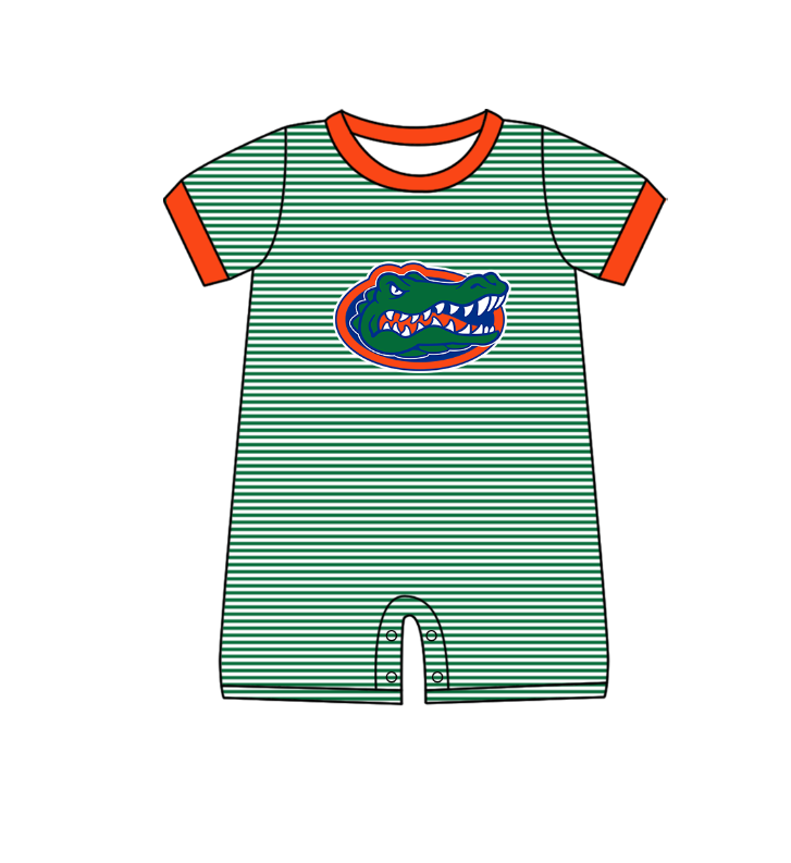 Preorder (moq 5)Baby Boys Short Sleeve Florida Gators Team Stripe Rompers