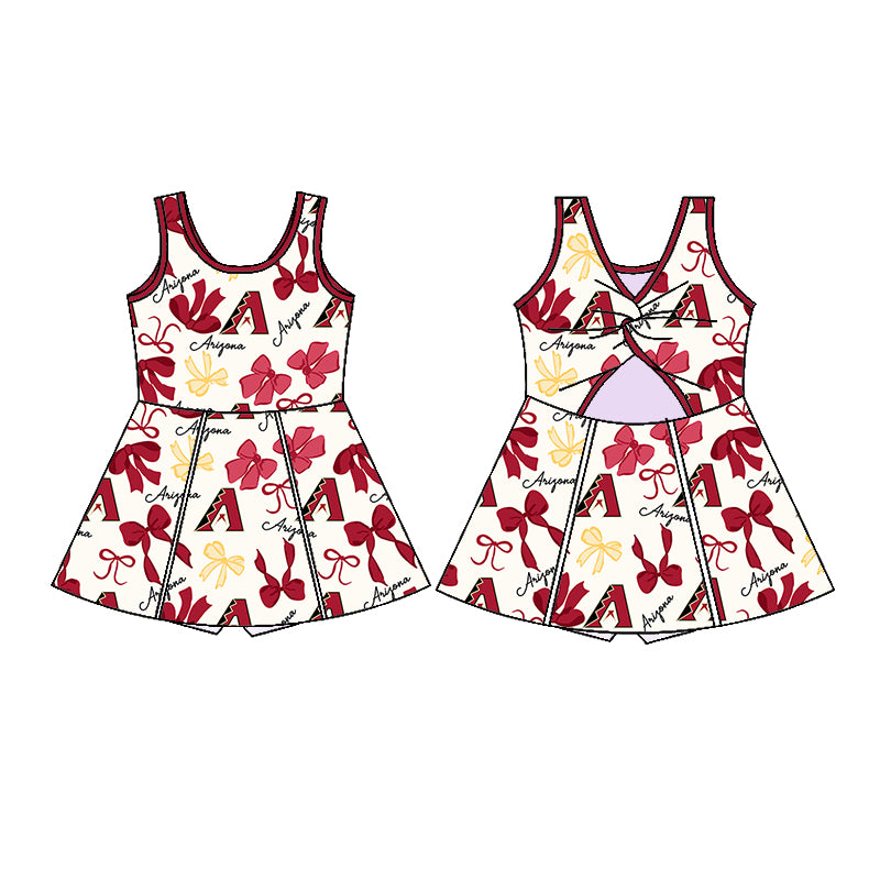 Preorder (moq 5)Baby Girls Sleeveless Red Bows Plaid A Short Team Knee Length Dresses