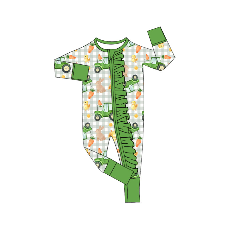 Preorder(moq5) Baby Christmas Print Front Ruffle Romper Newborn One-Piece Baby Clothes