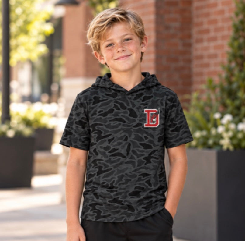 Preorder (moq 5)Baby Boys Grey Camo D Short Sleeve Team Hoodies Tops