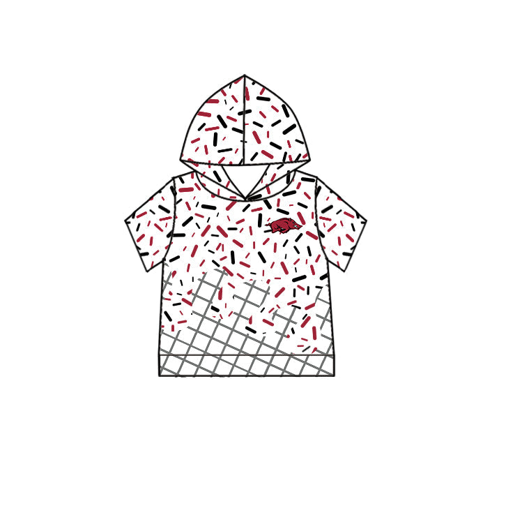 Preorder (moq 5)Baby Boys Short Sleeve Sprinkles Arkansas Team Hoodies Top