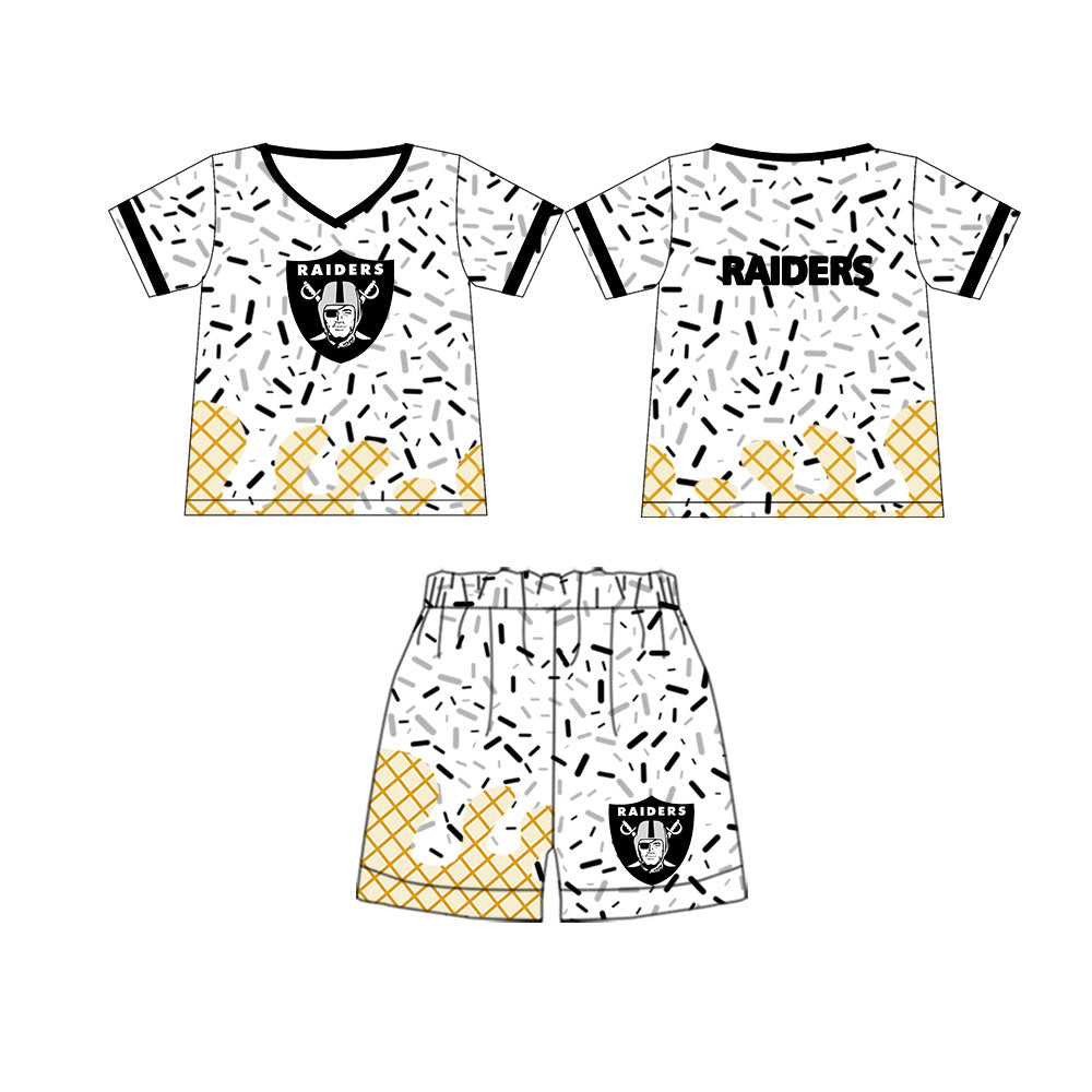preorder(moq 5) Baby Boys Raiders Team Short Sleeve Tee Shirt Shorts Clothes Sets