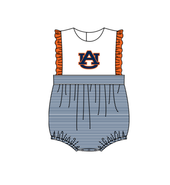 Preorder (moq 5)Baby Girls Sleeveless AU Team Ruffle Rompers