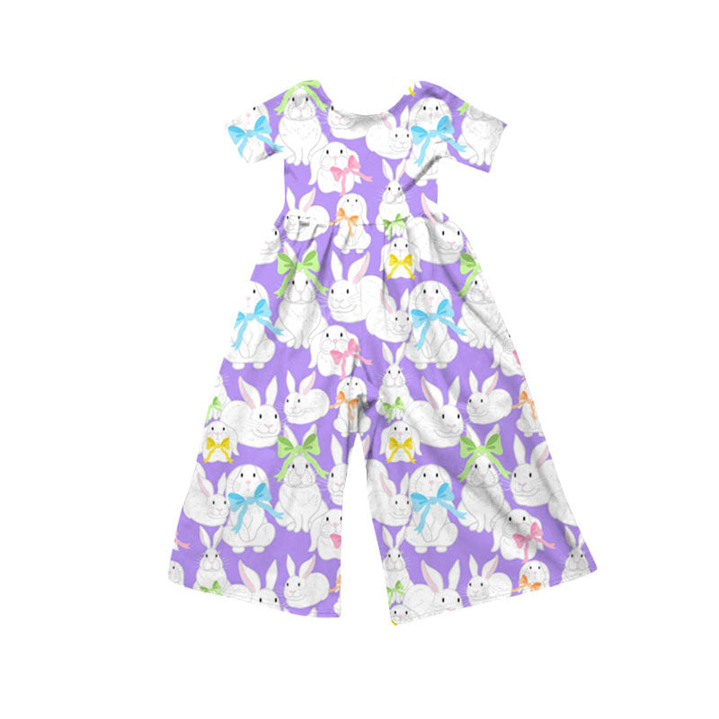 Preorder(moq 8)Baby Girls Colorful Bows Rabbits Easter Pant Jumpsuits