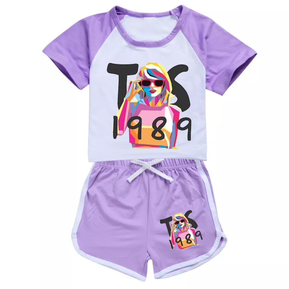 Baby Girls Lavender Singer 1989 Shirt Sports Shorts Clothes Sets Preorder(moq 5)