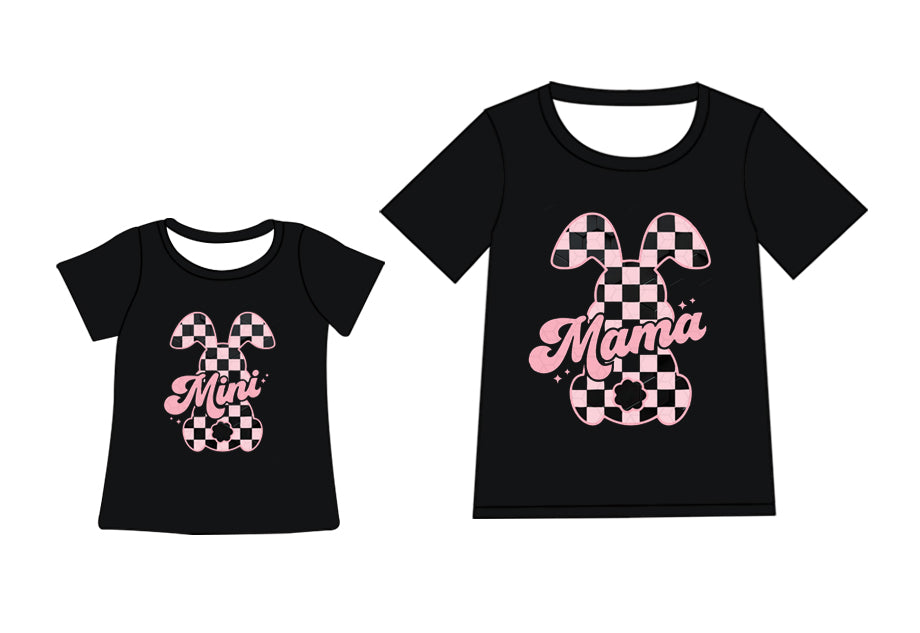 Preorder (moq 5 each) Mommy and Me Women Baby Girls Easter Rabbit Mini Mama Short Sleeve Tee Shirts