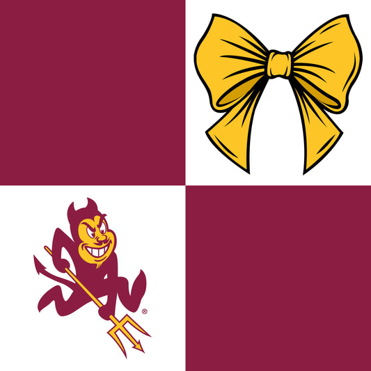 Preorder (moq 5)Baby Girls Arizona State Bows Checked Team Ruffle Shorts Bottom