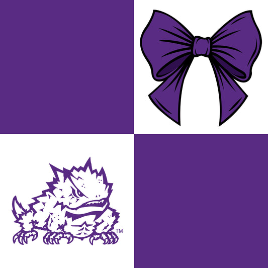 Preorder (moq 5)Baby Girls Purple TCU Bows Zip Hoodie Jackets Skirt Short Team Clothes Sets