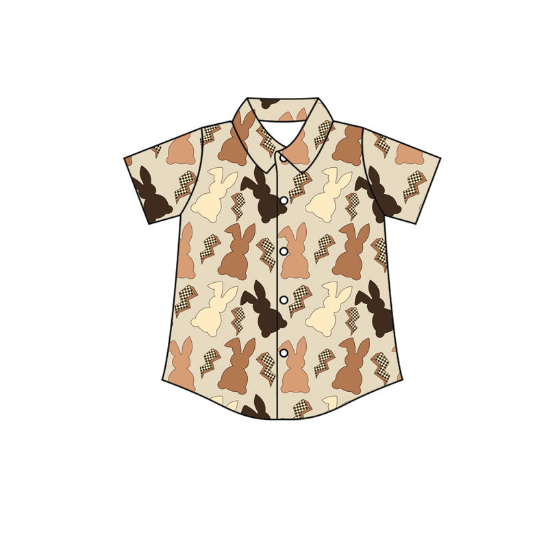 Preorder(moq 5) Baby Boys Rabbits Lightnings Easter Button Shirts Top
