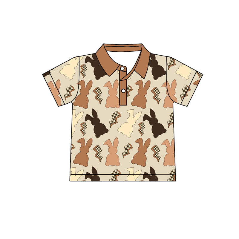 Preorder(moq 5) Baby Boys Rabbits Lightnings Button Easter Polo Shirts Top