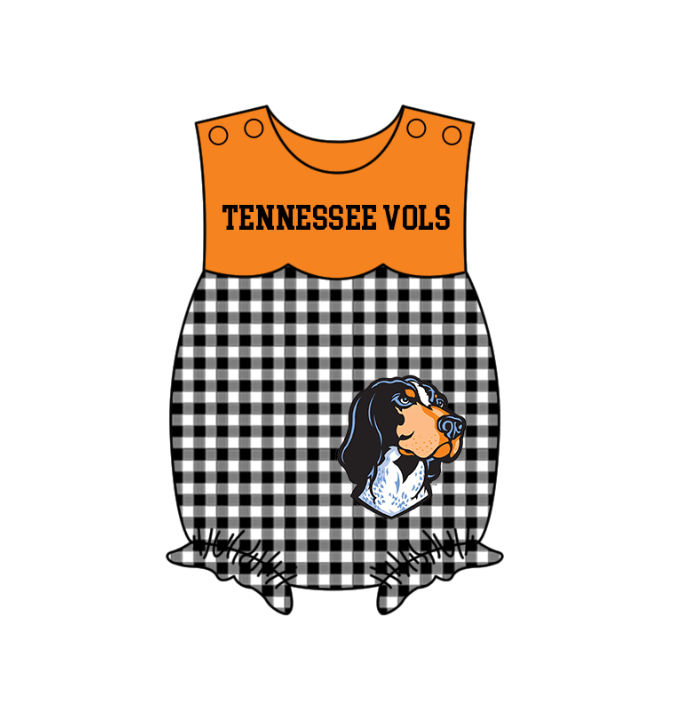Preorder (moq 5)Baby Girls Sleeveless Tennessee Vols Ruffle Rompers