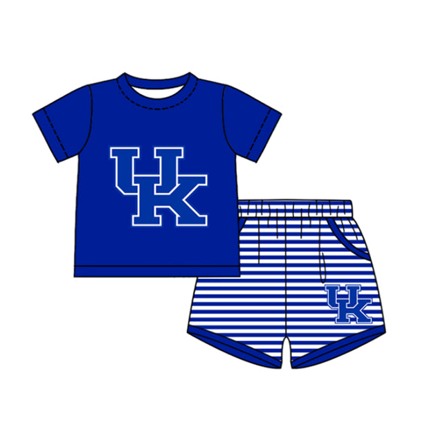 Preorder moq 5 Baby Boys Short Sleeve UK Top Stripe Short Team Clothes Sets