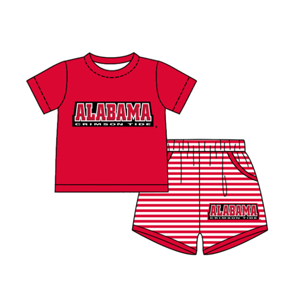 Preorder moq 5 Baby Boys Short Sleeve Alabama Top Stripe Short Team Clothes Sets