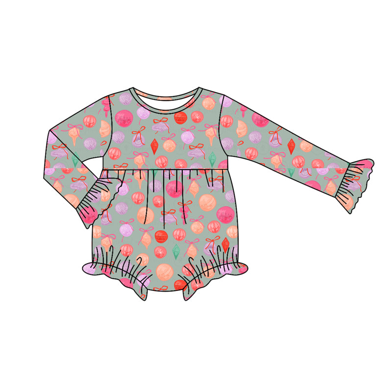Preorder moq 5 Baby Infant Girls Long Sleeves Colorful Bows Lights Plaid Ruffle Romper