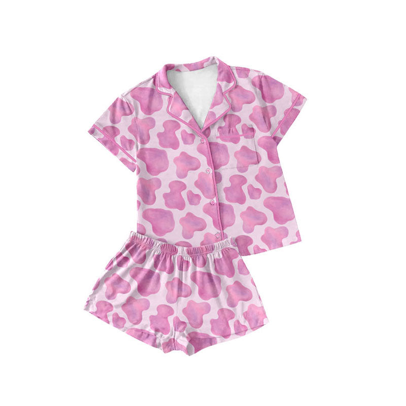 Preorder(moq 5) Baby Girls Pink Camo Button Pockets Top Shorts Pajamas Sets
