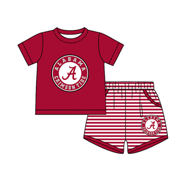 Preorder moq 5 Baby Boys Short Sleeve A Top Stripe Short Team Clothes Sets