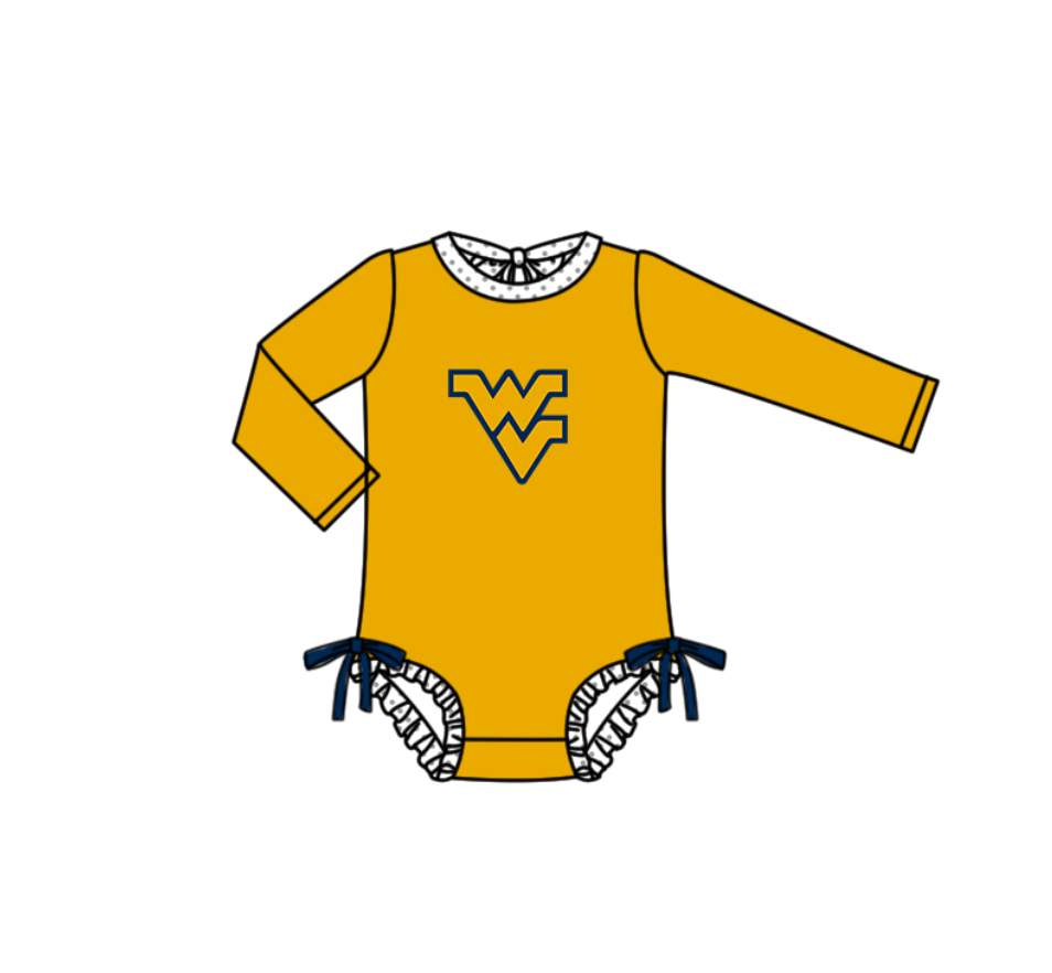Preorder moq 5 Baby Girls Yellow Long Sleeve WV Team Swimsuits