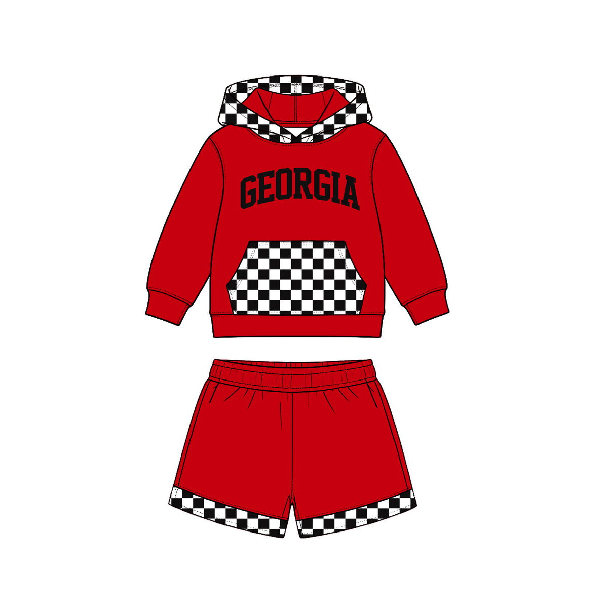 Preorder (moq5) Baby Boys Georgia Pocket Hoodie Top Shorts Team Clothes Set