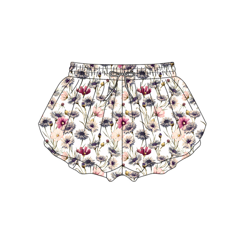 Preorder moq 5 Adult Women Colorful Flowers Ruffle Shorts Bottom