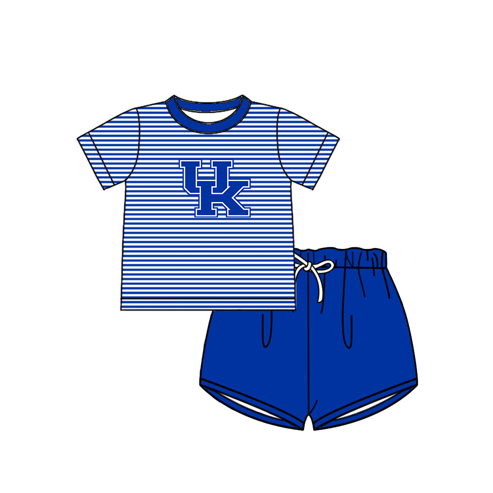 Preorder (moq 5)Baby Boys Blue Stripe UK Top Shorts Team Clothes Sets