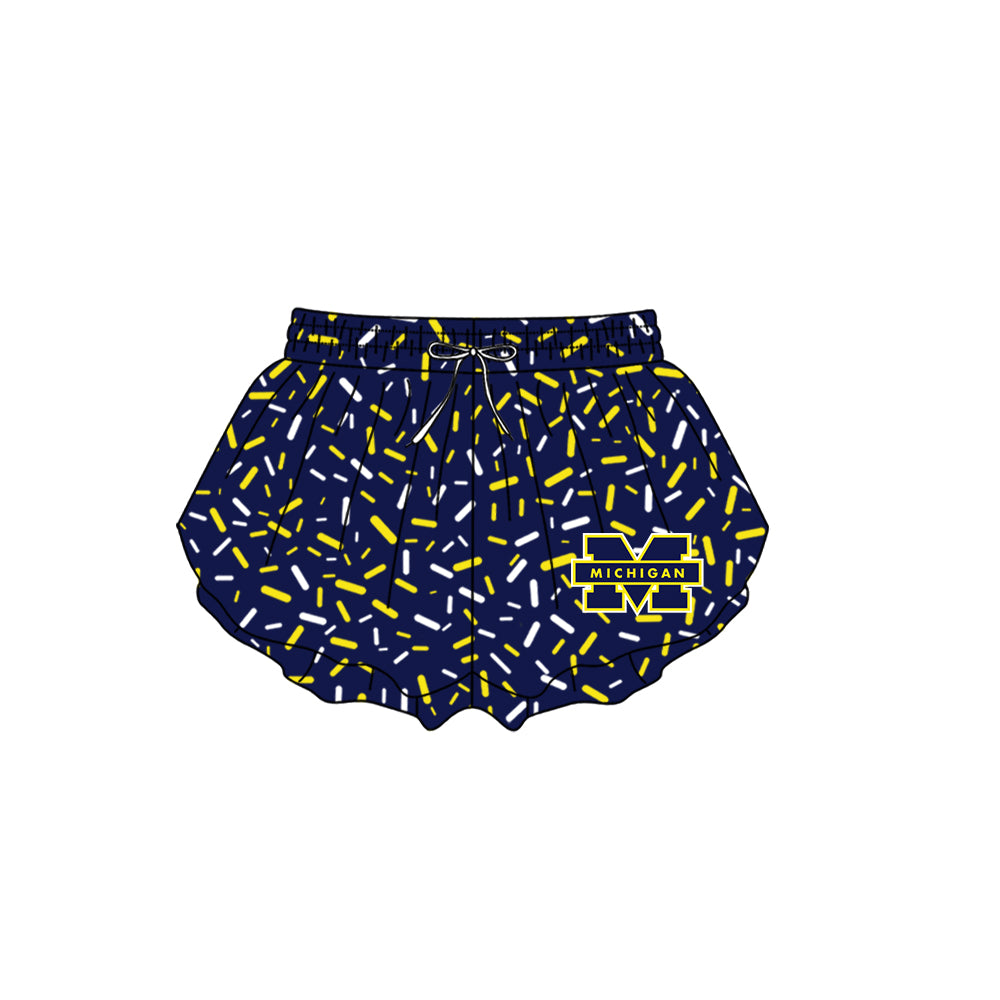 Preorder (moq 5)Baby Girls Navy Sprinkles Drip Michigan Butterfly Shorts Bottom