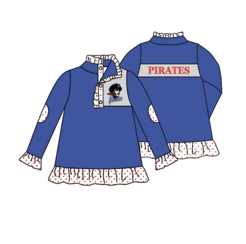 Baby Girls Blue Pirates Team Pullover Shirt Tee Shirts preorder(moq 5)