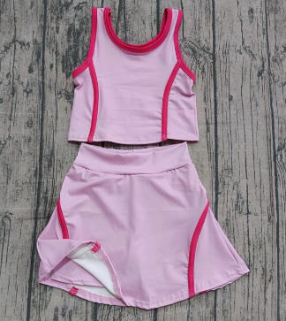 Preorder (moq 5)Baby Girls Pink Sleeveless Vest Top Shorts Clothes Sets