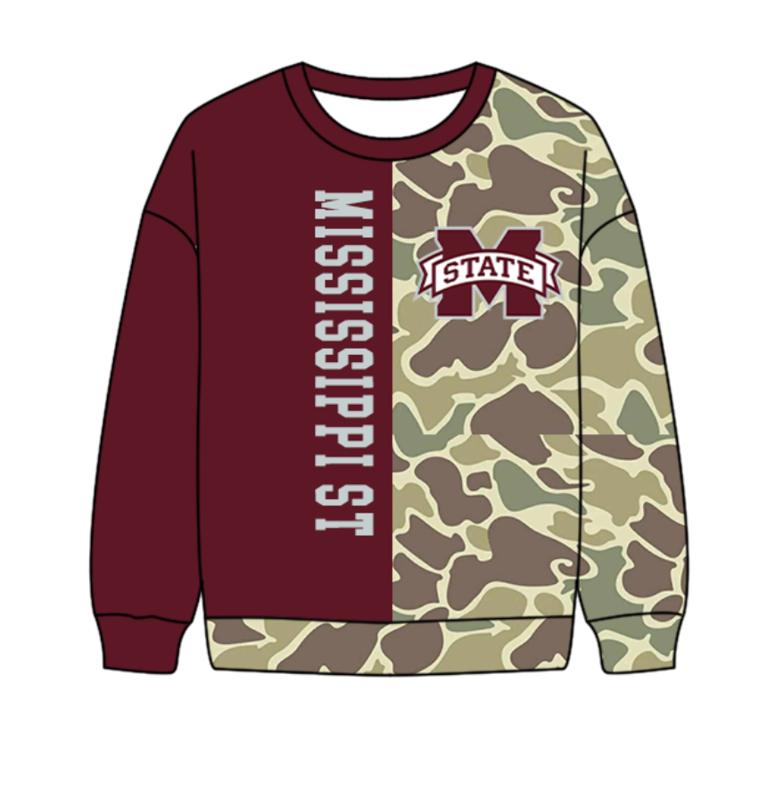 Preorder(moq 5) Baby Boys Long Sleeve Camo M State Team T-shirts Top