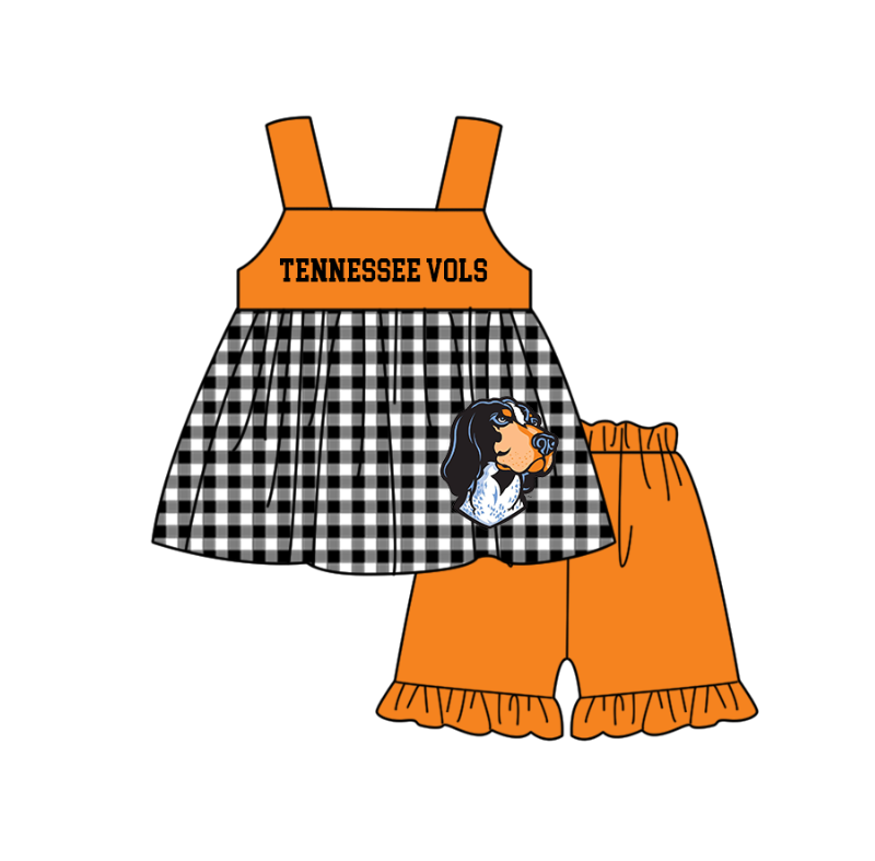 Preorder moq 5 Baby Girls Tennessee Vols Tunic Ruffle Short Team Clothes Set