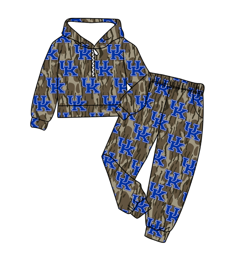 Preorder(moq 5) Baby Boys Olive Camo UK Zipper Hoodies Pockets Pants Team Clothes Sets